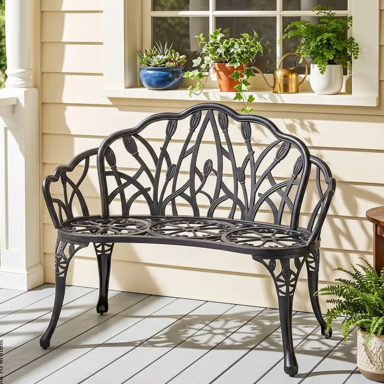 Outsunny Gartenbank schwarz Aluminium B/H/L: ca. 57x78x99 cm