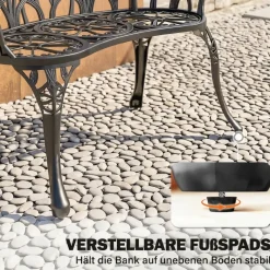 Outsunny Gartenbank schwarz Aluminium B/H/L: ca. 57x78x99 cm