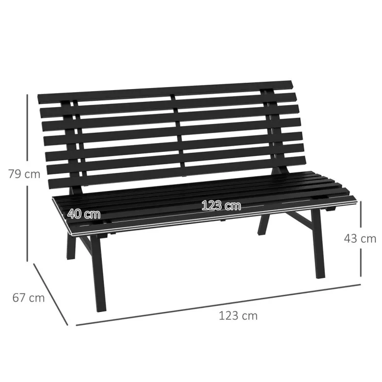 Outsunny Gartenbank schwarz Aluminium B/H/L: ca. 67x79x123 cm