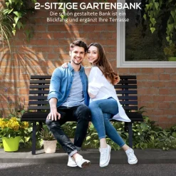 Outsunny Gartenbank schwarz Aluminium B/H/L: ca. 67x79x123 cm