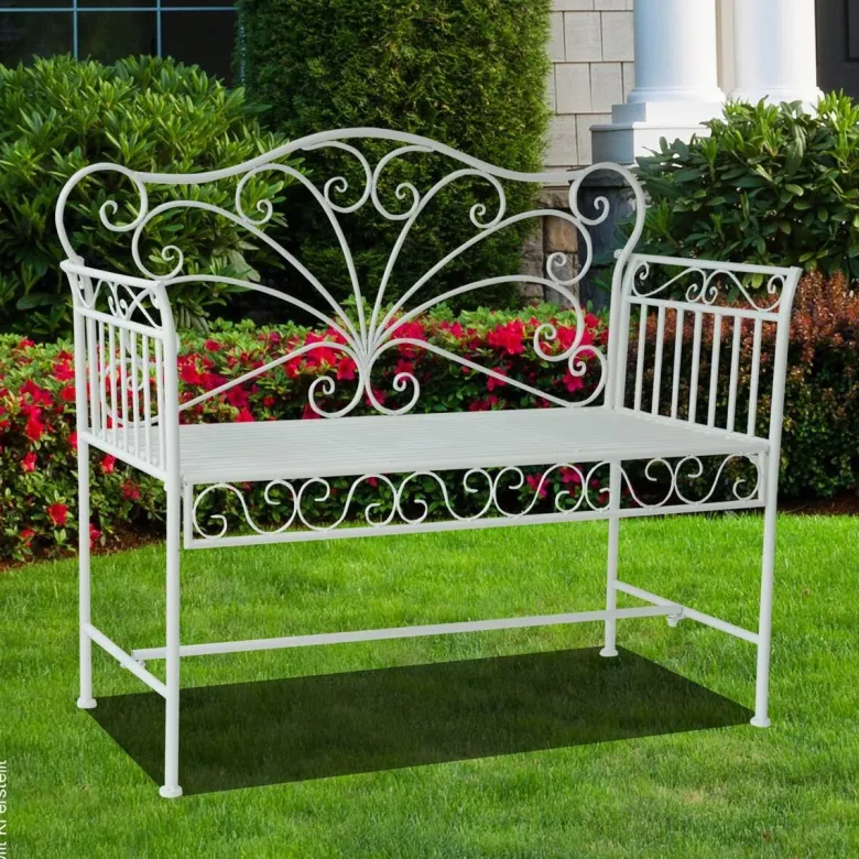 Outsunny Gartenbank weiß Metall B/H/T: ca. 114x94x50 cm