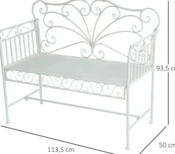 Outsunny Gartenbank weiß Metall B/H/T: ca. 114x94x50 cm