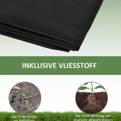 Outsunny Gartenbeet mit 2 Blumenkasten natur B/H/L: ca. 61,5x27x244 cm