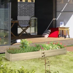 Outsunny Gartenbeet mit 2 Blumenkasten natur B/H/L: ca. 61,5x27x244 cm