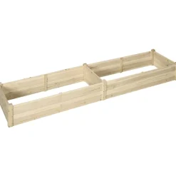 Outsunny Gartenbeet mit 2 Blumenkasten natur B/H/L: ca. 61,5x27x244 cm