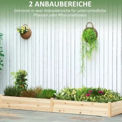 Outsunny Gartenbeet mit 2 Blumenkasten natur B/H/L: ca. 61,5x27x244 cm