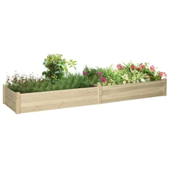 Outsunny Gartenbeet mit 2 Blumenkasten natur B/H/L: ca. 61,5x27x244 cm