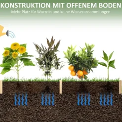 Outsunny Gartenbeet mit 2 Blumenkasten natur B/H/L: ca. 61,5x27x244 cm