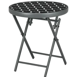 Outsunny Garten-Beistelltisch schwarz Metall B/H/L: ca. 45x50x45 cm