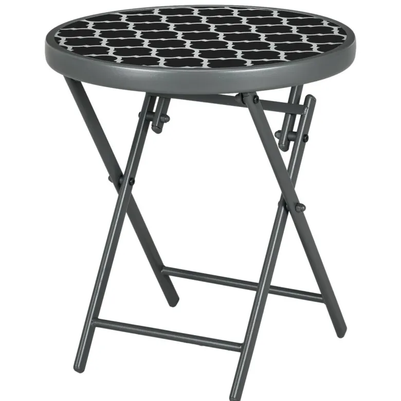 Outsunny Garten-Beistelltisch schwarz Metall B/H/L: ca. 45x50x45 cm