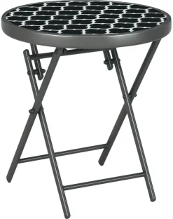 Outsunny Garten-Beistelltisch schwarz Metall B/H/L: ca. 45x50x45 cm