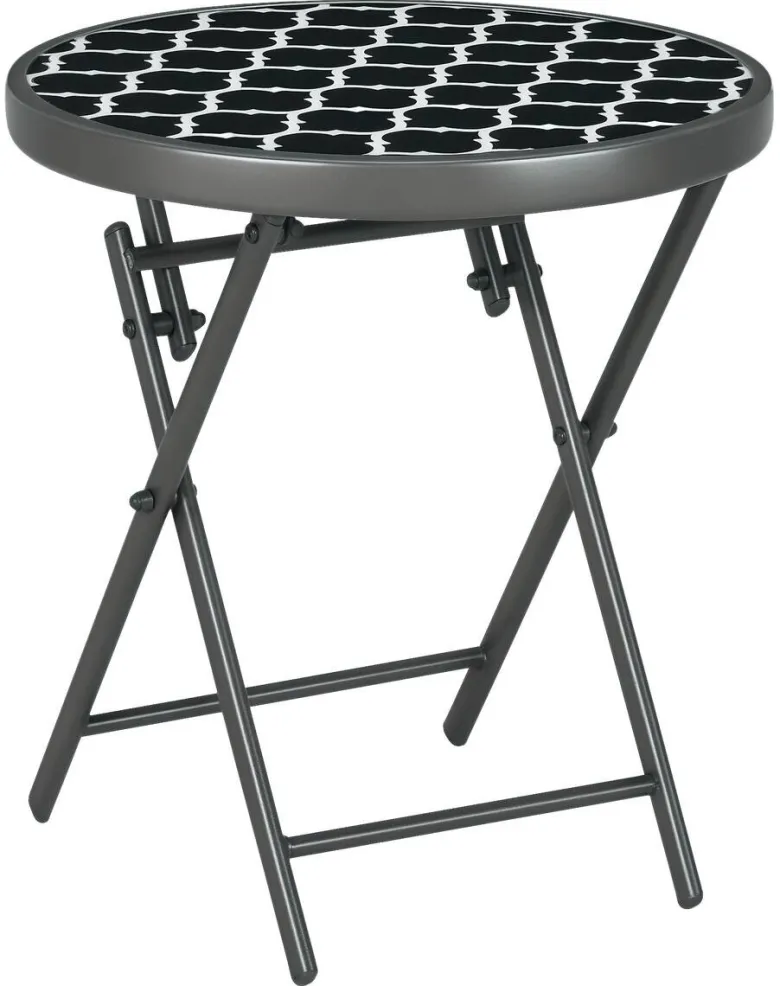 Outsunny Garten-Beistelltisch schwarz Metall B/H/L: ca. 45x50x45 cm