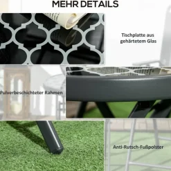 Outsunny Garten-Beistelltisch schwarz Metall B/H/L: ca. 45x50x45 cm