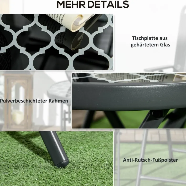 Outsunny Garten-Beistelltisch schwarz Metall B/H/L: ca. 45x50x45 cm