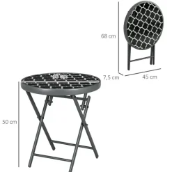 Outsunny Garten-Beistelltisch schwarz Metall B/H/L: ca. 45x50x45 cm