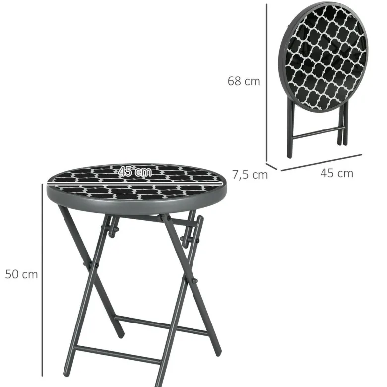 Outsunny Garten-Beistelltisch schwarz Metall B/H/L: ca. 45x50x45 cm