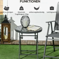 Outsunny Garten-Beistelltisch schwarz Metall B/H/L: ca. 45x50x45 cm