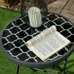 Outsunny Garten-Beistelltisch schwarz Metall B/H/L: ca. 45x50x45 cm