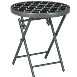 Outsunny Garten-Beistelltisch schwarz Metall B/H/L: ca. 45x50x45 cm