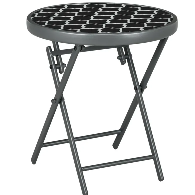 Outsunny Garten-Beistelltisch schwarz Metall B/H/L: ca. 45x50x45 cm