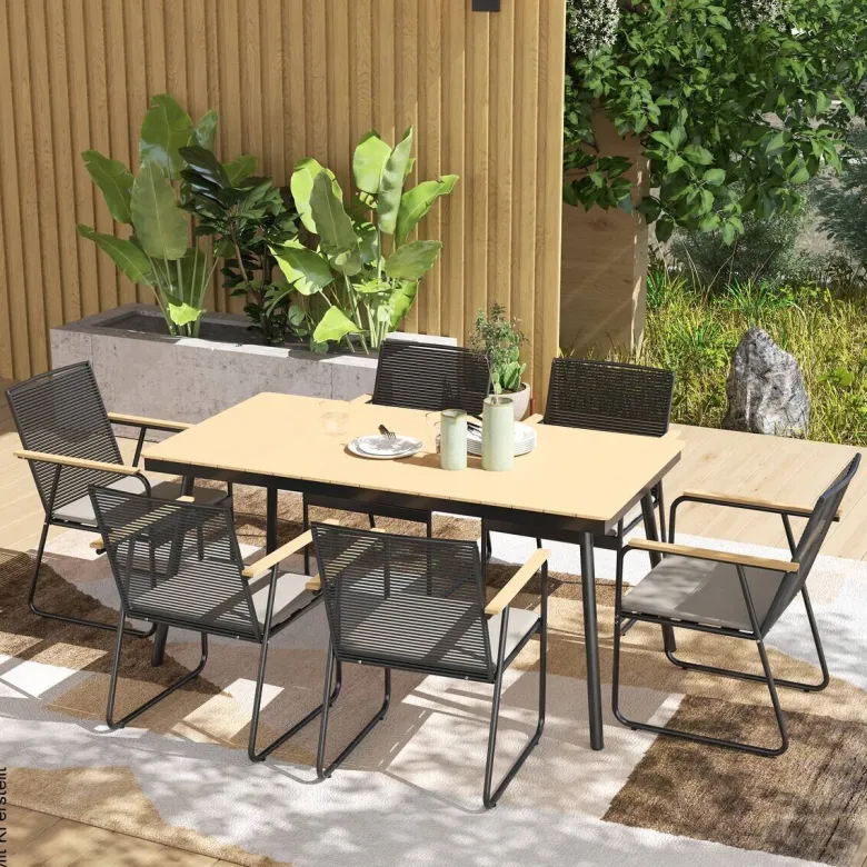 Outsunny Gartengarnitur natur Polyester B/H/L: ca. 85x75x160 cm