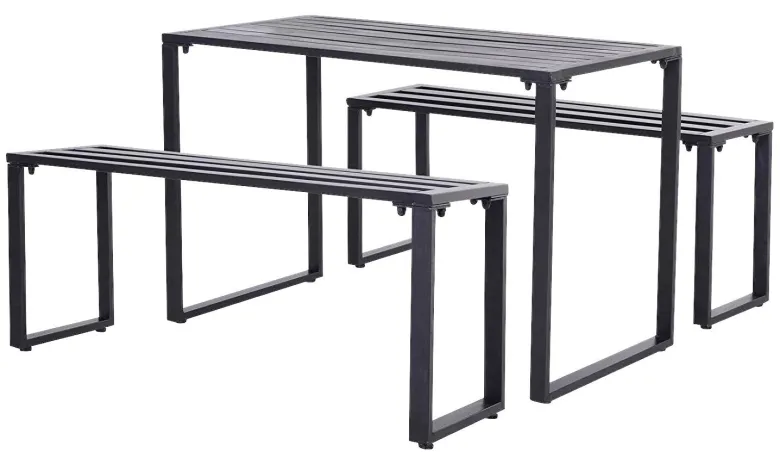 Outsunny Gartengarnitur schwarz Metall