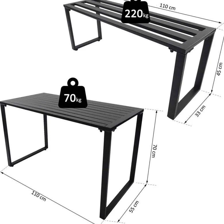 Outsunny Gartengarnitur schwarz Metall
