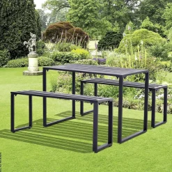Outsunny Gartengarnitur schwarz Metall