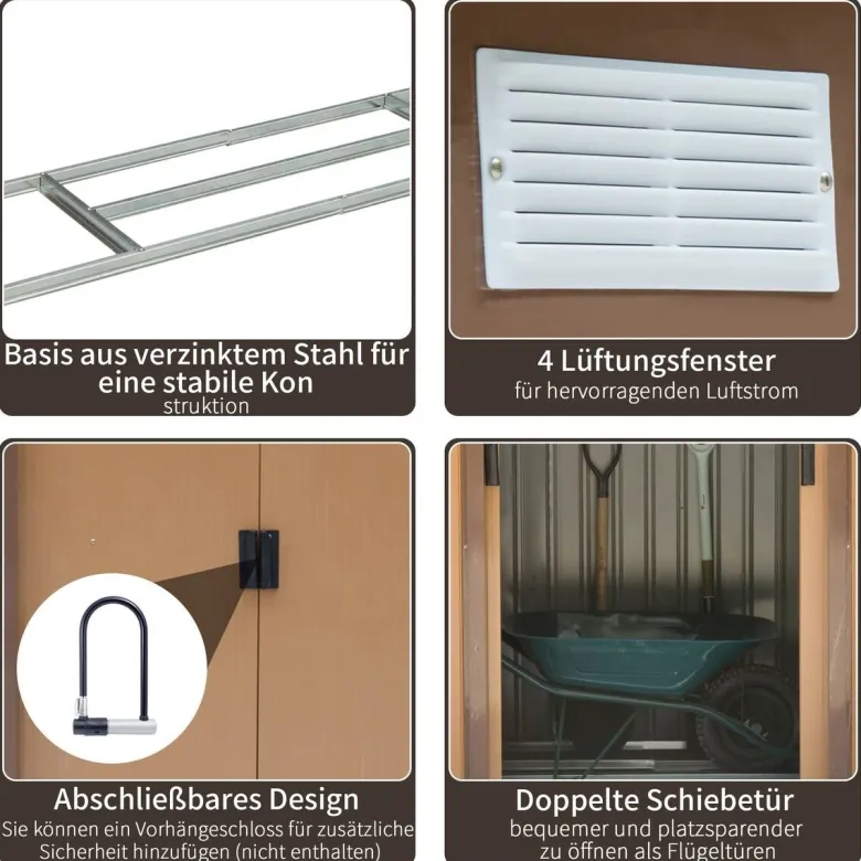 Outsunny Gartenhaus braun B/H/L: ca. 130x185x213 cm