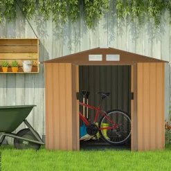Outsunny Gartenhaus braun B/H/L: ca. 130x185x213 cm