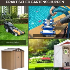 Outsunny Gartenhaus braun B/H/L: ca. 130x185x213 cm