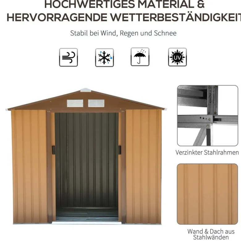 Outsunny Gartenhaus braun B/H/L: ca. 130x185x213 cm