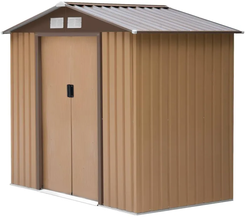 Outsunny Gartenhaus braun B/H/L: ca. 130x185x213 cm