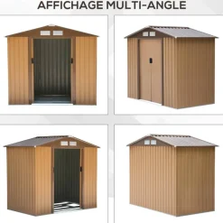 Outsunny Gartenhaus braun B/H/L: ca. 130x185x213 cm