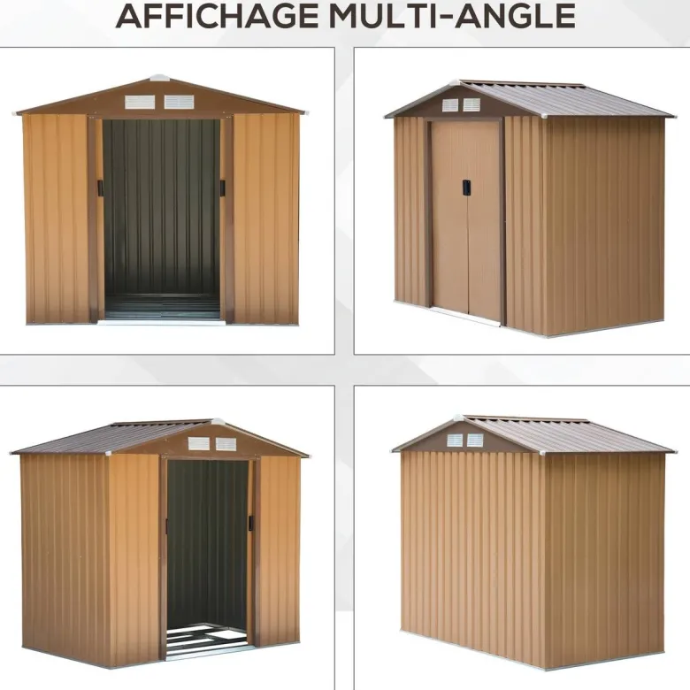 Outsunny Gartenhaus braun B/H/L: ca. 130x185x213 cm