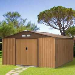 Outsunny Gartenhaus braun B/H/L: ca. 386x200x340 cm