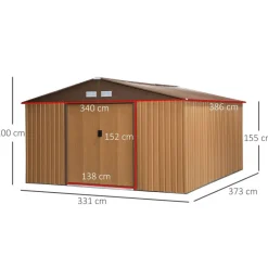 Outsunny Gartenhaus braun B/H/L: ca. 386x200x340 cm