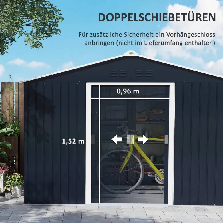 Outsunny Gartenhaus dunkelgrau B/H/L: ca. 195x192x277 cm