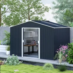 Outsunny Gartenhaus dunkelgrau B/H/L: ca. 195x192x277 cm