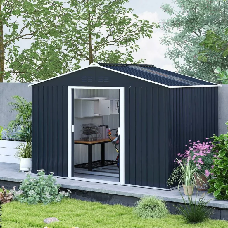 Outsunny Gartenhaus dunkelgrau B/H/L: ca. 195x192x277 cm