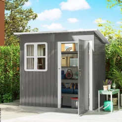 Outsunny Gartenhaus dunkelgrau B/H/L: ca. 133x190x211 cm