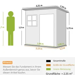 Outsunny Gartenhaus dunkelgrau B/H/L: ca. 133x190x211 cm