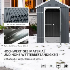 Outsunny Gartenhaus dunkelgrau Polypropylen B/H/L: ca. 172x259x222 cm