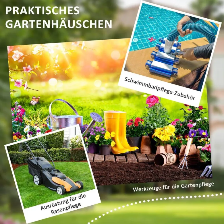 Outsunny Gartenhaus dunkelgrau Polypropylen B/H/L: ca. 172x259x222 cm