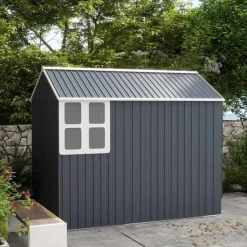 Outsunny Gartenhaus dunkelgrau Polypropylen B/H/L: ca. 172x259x222 cm