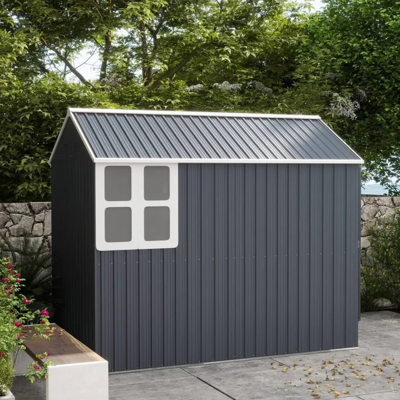 Outsunny Gartenhaus dunkelgrau Polypropylen B/H/L: ca. 172x259x222 cm