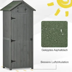 Outsunny Gartenhaus grau B/H/L: ca. 54x179x77 cm