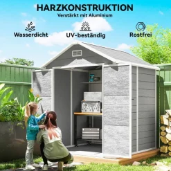 Outsunny Gartenhaus grau B/H/L: ca. 151x219x182 cm