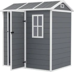Outsunny Gartenhaus grau B/H/L: ca. 130x199x186 cm