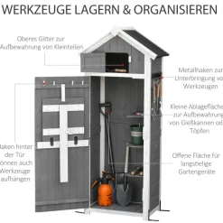 Outsunny Gartenhaus grau B/H/L: ca. 52,5x182x78 cm